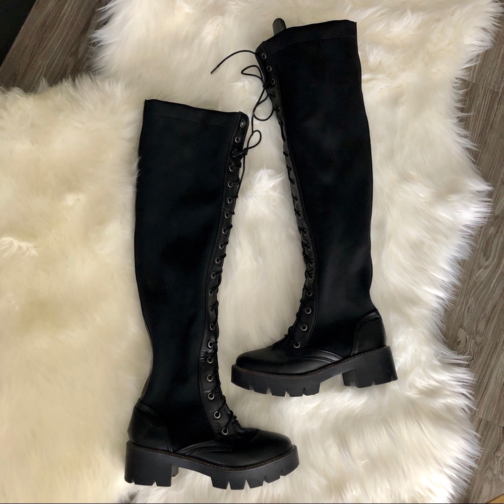 Knee High Combat Boots